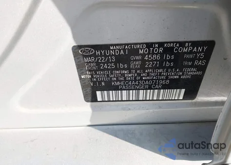 2013 Hyundai Sonata Hybrid Limited from USA, damaged, VIN KMHEC4A43DA071968